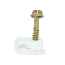 CDD Single Coaxial RG6 Cable Clips with 1" Screw, 100 Per Bag