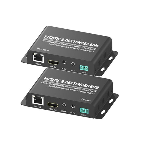 CDD HDMI Extender Over 1 Cat5e/6, 4Kx2K@60Hz, HDCP2.2, V2.0, EDID, Dual Band IR, 60 Meters