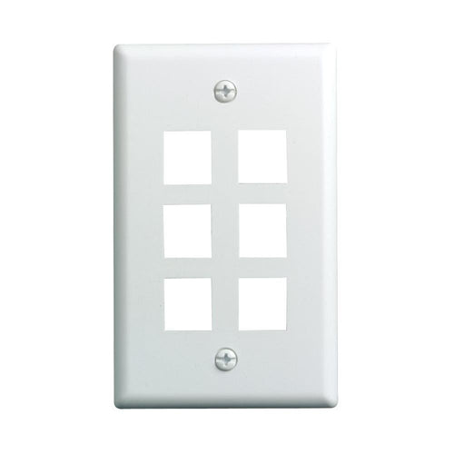 CDD Keystone Wall Plate 6 Cavity, White